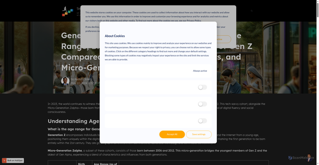 Security scan screenshot of https://clients.stepup.one/blog/gen-z-and-gen-alpha