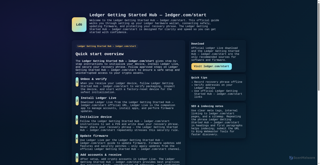 Security scan screenshot of https://ledger-comstart-faq.pages.dev/
