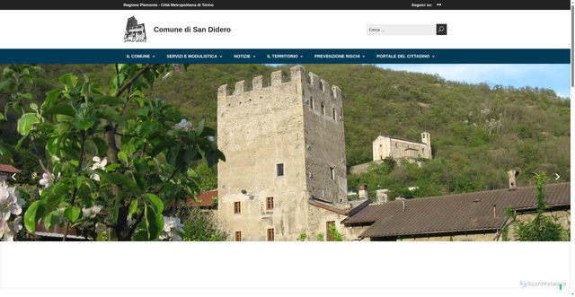 Security scan screenshot of https://www.comune.sandidero.to.it/