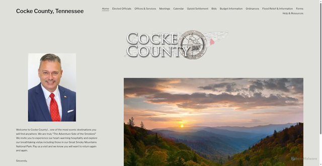 Security scan screenshot of https://www.cockecountytn.gov/