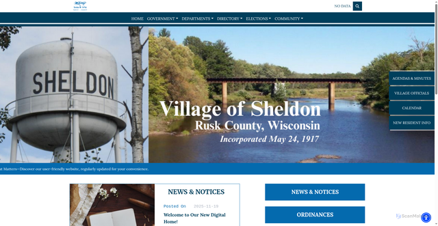 Security scan screenshot of https://villageofsheldonwi.gov/