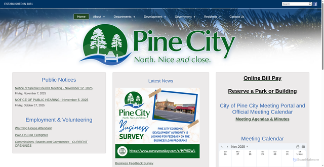 Security scan screenshot of https://pinecitymn.gov/