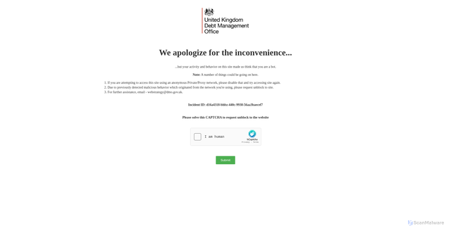 Security scan screenshot of https://validate.perfdrive.com/5e975472fcf167bd1130d74f0fb9a2f7/?ssa=f37c2e21-6b08-4060-a2ce-cbffeda59523&ssb=29845248651&ssc=https%3A%2F%2Fwww.dmo.gov.uk%2F&ssi=d16a4318-bhbz-440c-9938-56aa3baecef7&ssk=support@shieldsquare.com&ssm=63231096848909031101217810842644&ssn=b5503c9e0096496fce8939a9bd2e02ad1b3b4d71ed30-7e9f-4054-8a9d41&sso=d4831dc0-13bb7d32804fae7fdc7e72fb1c5df9ba926fd774c612880d&ssp=74052112931770613104177065022756982&ssq=46871518756721898341887567005503290039792&ssr=MTc4LjYzLjE2LjIyNA==&sst=Mozilla/5.0%20(Windows%20NT%2010.0;%20Win64;%20x64)%20AppleWebKit/537.36%20(KHTML,%20like%20Gecko)%20Chrome/124.0.0.0%20Safari/537.36&ssu=&ssv=&ssw=&ssx=eyJyZCI6ImRtby5nb3YudWsiLCJfX3V6bWYiOiI3ZjkwMDA0ZDcxZWQzMC03ZTlmLTQwNTQtOGRjMC0xM2JiN2QzMjgwNGYxLTE3NzA2ODc1Njc5MTgwLTAwMjA4MzZhYmNiYWRlNDQ4OTMxMCIsInV6bXgiOiI3ZjkwMDAzYTAwNDUxNi01MWQ3LTRjOGItYjcxZS1jYzI3MTlmNzk3Y2QxLTE3NzA2ODc1Njc5MTgwLTI4YWM4ZWQxZmJjZTc2NWQxMCJ9