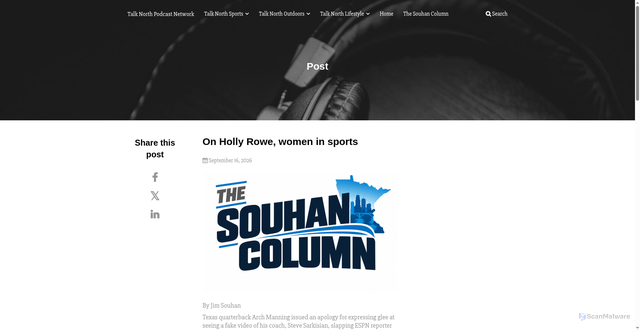 Security scan screenshot of https://talknorth.com/2026/09/16/on-holly-rowe-women-in-sports/