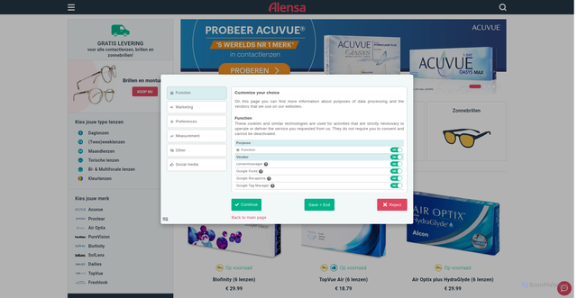 Security scan screenshot of https://alensa.nl