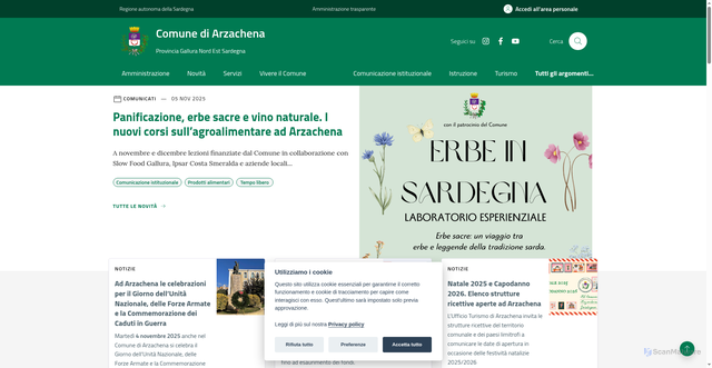 Security scan screenshot of https://www.comune.arzachena.ss.it/