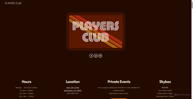 Security scan screenshot of https://www.playersclubdc.com/