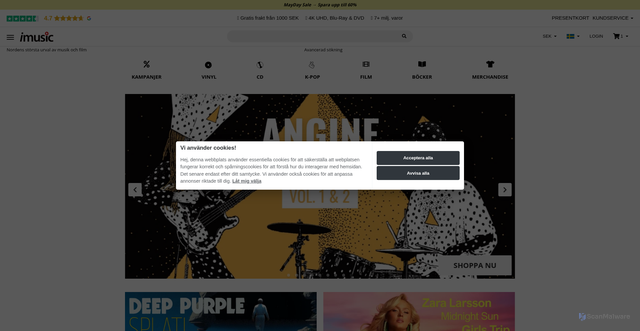 Security scan screenshot of https://imusic.se