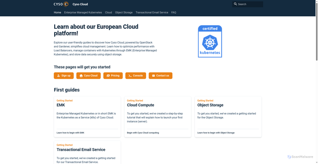 Security scan screenshot of https://docs.cyso.cloud