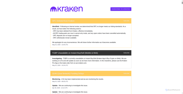 Security scan screenshot of https://status.kraken.com