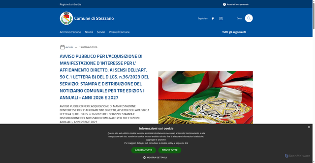 Security scan screenshot of https://www.comune.stezzano.bg.it/it