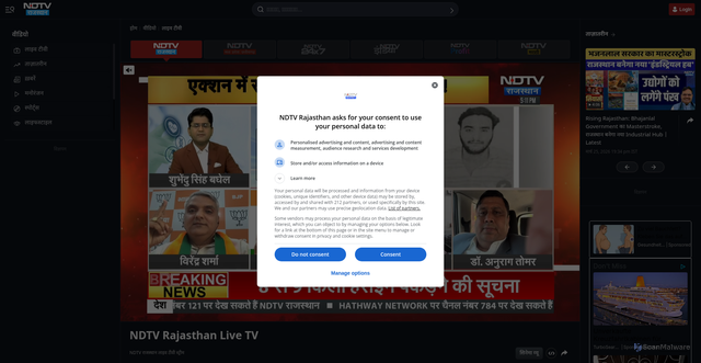 Security scan screenshot of https://rajasthan.ndtv.in/livetv-ndtvrajasthan