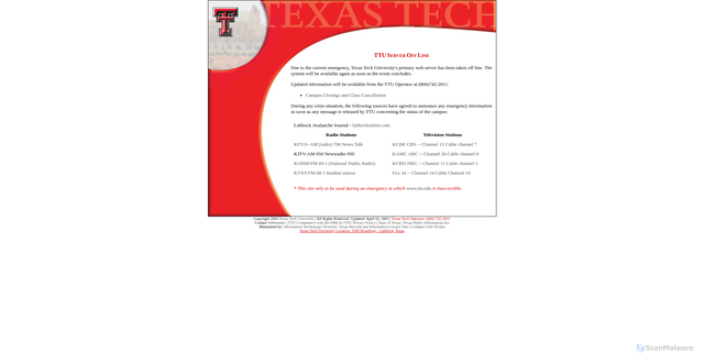 Security scan screenshot of http://www.ttu.uh.edu/