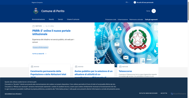 Security scan screenshot of https://www.comune.perito.sa.it/