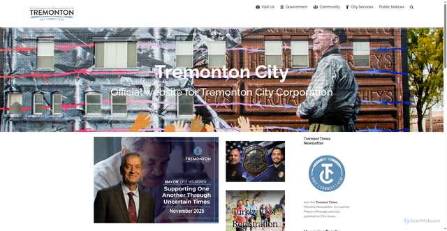 Security scan screenshot of https://tremontoncity.gov/