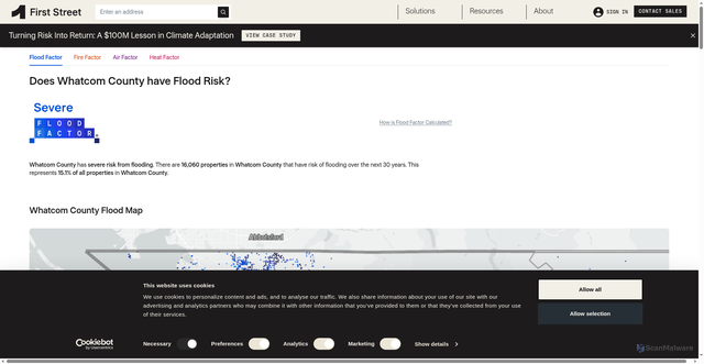 Security scan screenshot of https://firststreet.org/county/whatcom-county-wa/53073_fsid/flood