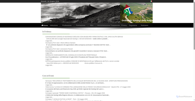 Security scan screenshot of https://www.ordinegeologiumbria.it