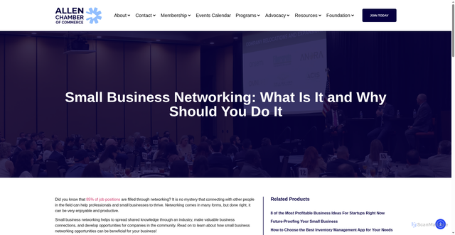 Security scan screenshot of https://allenchamber.com/small-business-networking-what-is-it-and-why-should-you-do-it/