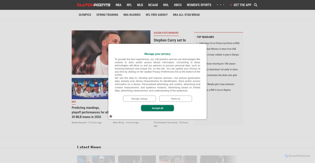 Security scan screenshot of https://wp.clutchpoints.com