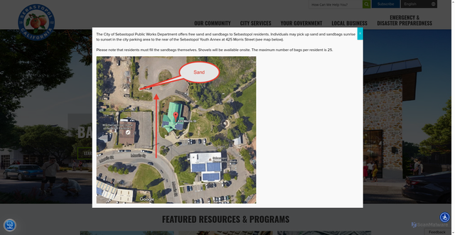 Security scan screenshot of https://www.cityofsebastopol.gov/