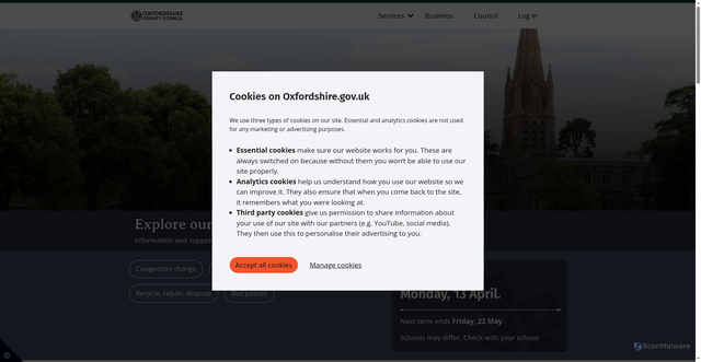 Security scan screenshot of https://www.oxfordshire.gov.uk