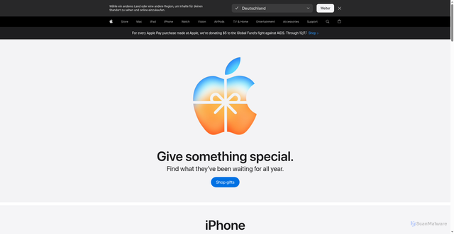 Security scan screenshot of https://www.apple.com/