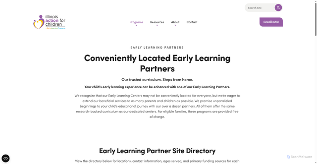 Security scan screenshot of https://earlylearning.actforchildren.org/programs/early-learning-partners/
