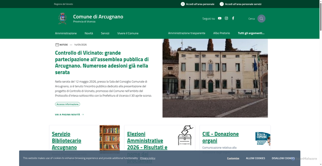 Security scan screenshot of https://www.comune.arcugnano.vi.it