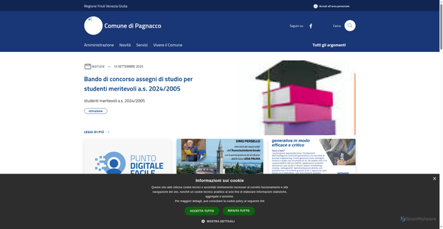 Security scan screenshot of https://www.comune.pagnacco.ud.it/it