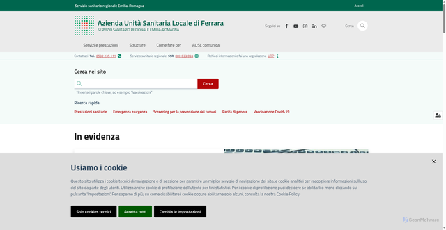 Security scan screenshot of https://www.ausl.fe.it
