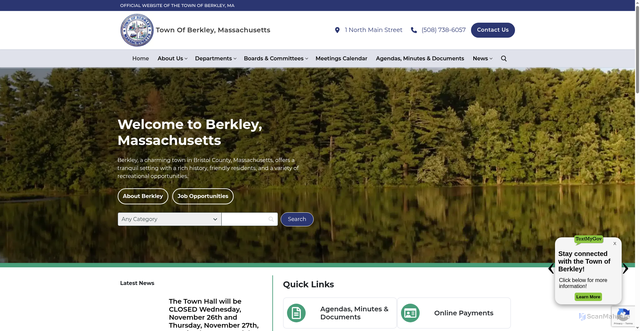 Security scan screenshot of https://townofberkleyma.gov/