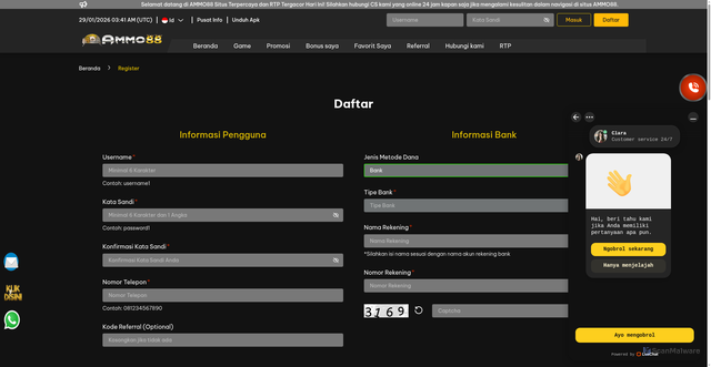 Security scan screenshot of https://ammo88jaya.com/register