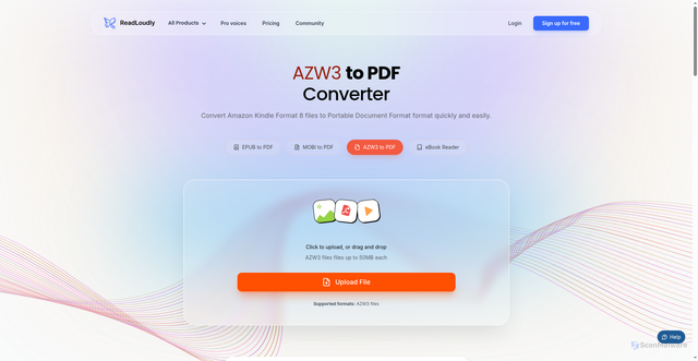 Security scan screenshot of https://rl-dev-landing.pages.dev/converters/azw3-to-pdf/
