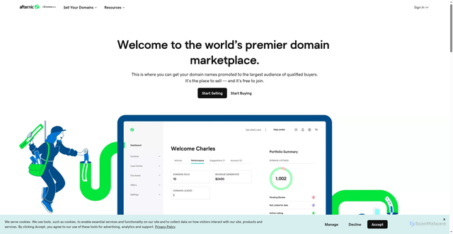 Security scan screenshot of https://www.afternic.com/