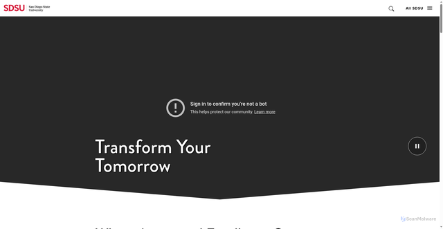 Security scan screenshot of https://www.sdsu.edu