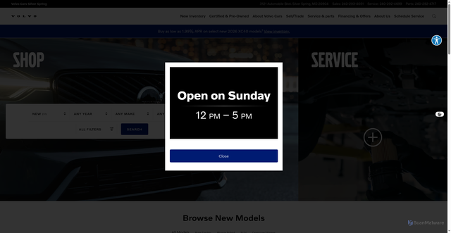 Security scan screenshot of https://www.volvocarssilverspring.com/