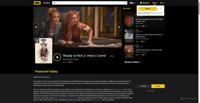 Security scan screenshot of https://www.imdb.com/