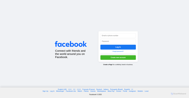Security scan screenshot of http://facebook-loginrealumber.vercel.app/