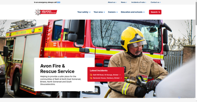 Security scan screenshot of https://www.avonfire.gov.uk/