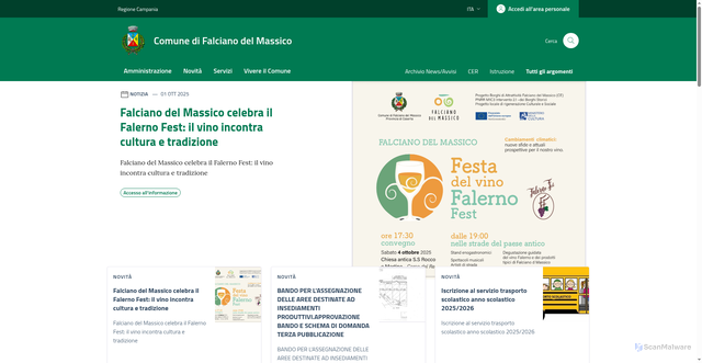 Security scan screenshot of https://www.comune.falcianodelmassico.ce.it/