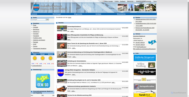 Security scan screenshot of https://www.waidbruck.it/system/web/default.aspx