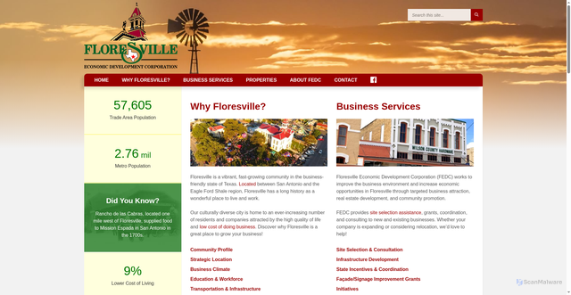 Security scan screenshot of https://www.floresvilleedctx.gov/