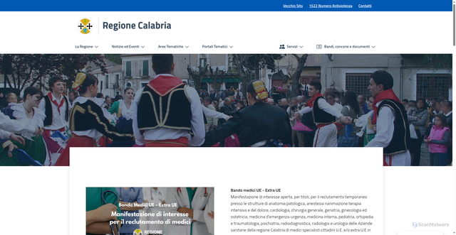 Security scan screenshot of https://regione.calabria.it
