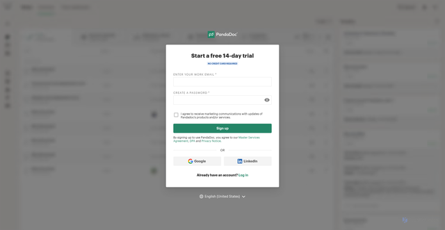 Security scan screenshot of https://signup.pandadoc.com
