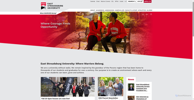 Security scan screenshot of https://www.esu.edu/