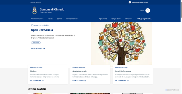 Security scan screenshot of https://comune.olmedo.ss.it/
