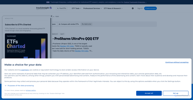 Security scan screenshot of https://www.trackinsight.com/en/fund/TQQQ