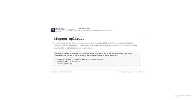Security scan screenshot of https://www.jpsenlinea.go.cr