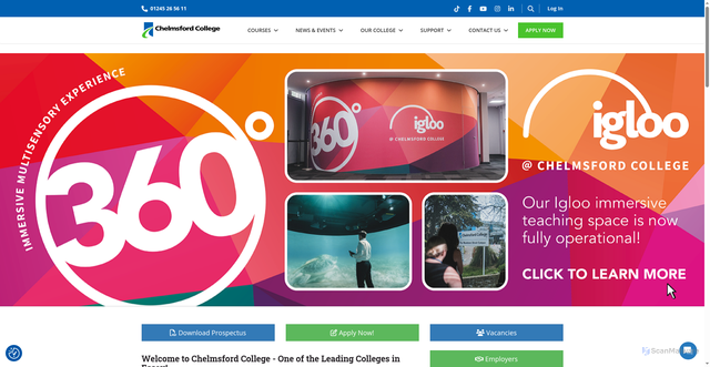 Security scan screenshot of https://www.chelmsford.ac.uk/