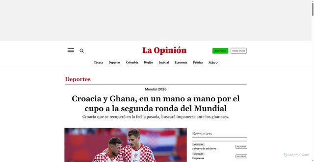 Security scan screenshot of https://laopinion.co/deportes/croacia-y-ghana-en-un-mano-mano-por-el-cupo-la-segunda-ronda-del-mundial